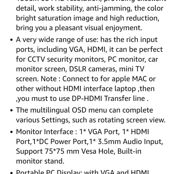 Kenowa 13.3 inch Portable Monitor, PC 16:9 Display with HDMA VGA - Picture 8 of 8